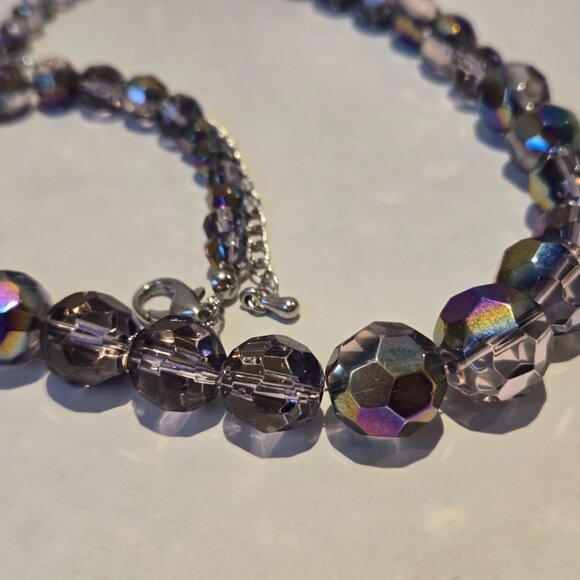 Stunning Vintage Aurora Borealis Faceted Crystal Necklace Choker - Picture 6 of 7